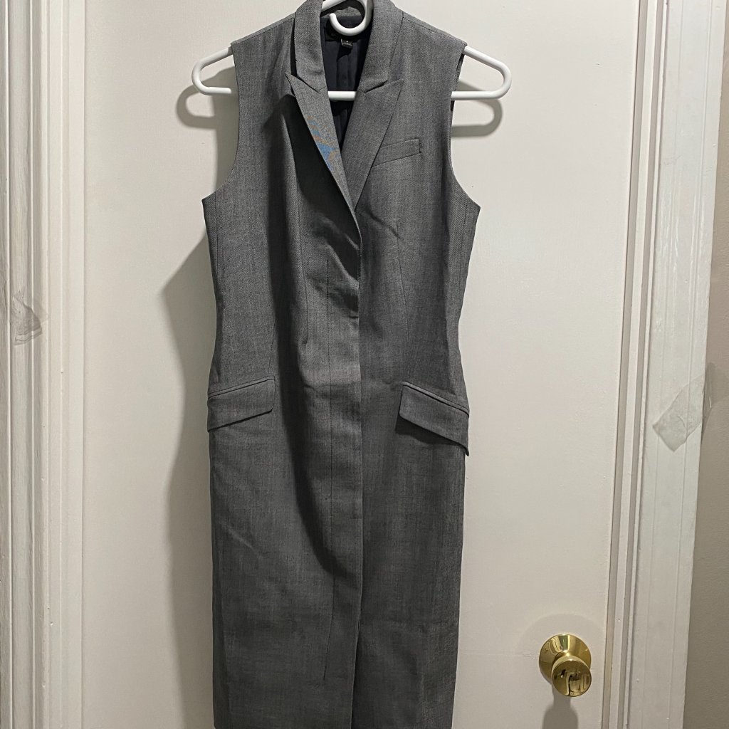 Banana Republic Wool Pencil Sheath Minimalist Work Midi Y2k Lined Vest Dress 4